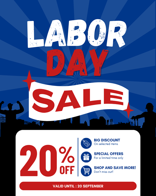 Labor Day Blue and Red Bold Labor Day Sale Instagram Post 500x625